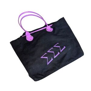 Black & Purple Tri Sigma Sorority Greeklife Tote Bag Purse Backpack Travel Style